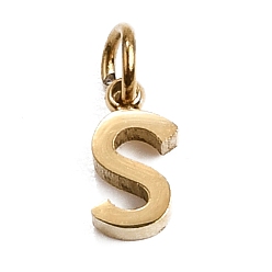 Letter S 304 Edelstahl Reize, Brief Reize, poliert, Ionenbeschichtung (ip), echt 18 k vergoldet, Buchstabe s, 8x4x2 mm, Bohrung: 2.5 mm