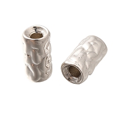 Платинированный 925 шарики стерлингового серебра, колонка, Реальная платина, 7x4 мм, отверстие : 1.6 мм