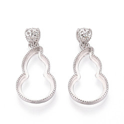 Платина Настройки Серебряный кулон кабошон 925 стерлингов, оправы для чашек в форме тыквы, платина, лоток : 19x11 мм, 22x12x2.5 мм, отверстие : 4x3 мм