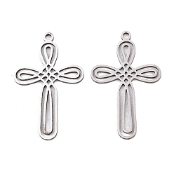 Нержавеющая Сталь Цвет 201 подвески из нержавеющей стали, амулеты в виде креста с узлом трикветра, цвет нержавеющей стали, 27x17x1 мм, отверстие : 1.4 мм