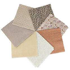 Цвет Древесины Хлопковая ткань с принтом, для пэчворка, шить ткани для пэчворка, подбивка, цветок/горошек/шотландка/леопардовый принт/звездный узор, деревесиные, 25x25 см, 7 шт / комплект