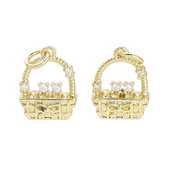 Настоящее золото 18K Латунные микро проложить кубического циркония подвески, корзины прелести, долговечный, стойки покрытие, без свинца и без кадмия, ионное покрытие (ip), с целью перехода в кольце, реальный 18 k позолоченный, 14x10.5x7 мм