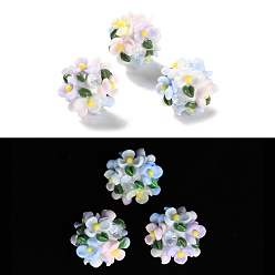 Разноцветный Бусины-шарики из полимерной глины со стразами и светом, с акриловым цветок, для изготовления бисерных ручек для изготовления бижутерии и брелоков, красочный, 20~23 мм, отверстие : 2~3 мм