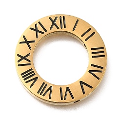 Золотой 304 подвески из нержавеющей стали, круглое кольцо со словом римские цифры, золотые, 24.5x24.5x3 мм, отверстие : 1.8 мм