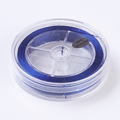 Bleu Chaîne de cristal élastique plat, fil de perles élastique, pour la fabrication de bracelets élastiques, bleu, 1x0.5mm, environ 87.48 yards (80m)/rouleau