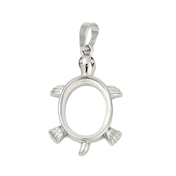 Платина Сеттинги для кулона (кабошонов), латунь , настройки открытой спины, черепаха, платина, 33.5x20.5x3.5 мм, отверстие : 7.5x4.5 мм, лоток : 18.5x13.5 мм