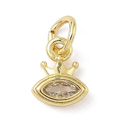 Настоящее золото 18K Латунь прелести циркония кубической, конский глаз и корона, с целью перехода в кольце, долговечный, без кадмия и без свинца, реальный 18 k позолоченный, 9x7x2.5 мм, отверстие : 3 мм