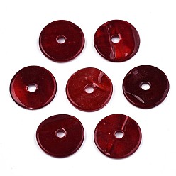 (123L) Белый крем непрозрачный блеск Покрашенные брызги естественные шарики раковины пресноводного, Heishi бусы, Диск / плоские круглые, огнеупорный кирпич, 15x2 мм, отверстие : 2.5 мм