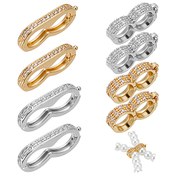 (52) Непрозрачная лаванда 8ocs 4 стили латунные стразы застежки-«арахис», разнообразные, разноцветные, 17~20x8.5~10x2.5~3.5 мм, 2 шт / стиль