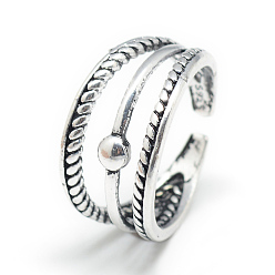 Antique Silver Adjustable Alloy Cuff Finger Rings, Size 7, Antique Silver, 17mm