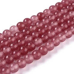 Бледно-фиолетовый Красный Натуральный белый нефритовые четки, круглые, окрашенные, бледно-фиолетовый красный, 6 мм, отверстие : 1 мм, около 58~61 шт / нитка, 37.5~38.5 см