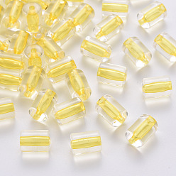 Золотистый Прозрачные акриловые бусины, колонка, золотые, 10x7.5 мм, отверстие : 1.8 мм, Около 950 шт / 500 г