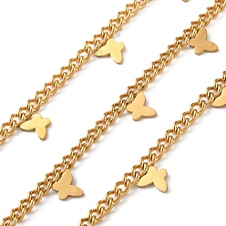 Золотой 304 цепи из нержавеющей стали с подвеской в виде бабочки, ионное покрытие (ip), несварные, с катушкой, золотые, 6x4.5x0.8 мм