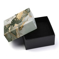 Slate Gray Cardboard Jewelry Boxes, with Sponge Inside, for Jewelry Gift Packaging, Square with Marble Pattern and with Word Specially for U, Slate Gray, 7.5x7.5x3.5cm