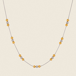 Золотой & Цвет Нержавеющей Стали 304 Женские ожерелья-змейки из круглой нержавеющей стали с бусинами, золотые и нержавеющая сталь цвет, 16.54 дюйм (42 см)