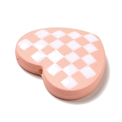 Pink Abalorios de acrílico opacos, con esmalte, corazón con patrón de tartán, rosa, 21x25x5 mm, agujero: 1.6 mm