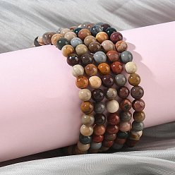 Alashan Agate Браслеты из натуральных круглых бусин из алашанского агата для женщин, бусины : 5.8~6.8 мм, внутренний диаметр: 2.05~2.13 дюйм (5.2~5.4 см)