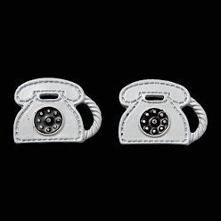 Белый Акриловые подвески краскораспылительные, без кадмия и без свинца, телефонные брелоки, белые, 15x19x2.5 мм, отверстие : 4x1 мм