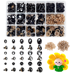 Black Plastic Safety Eyes, for Doll Making Supplies, Black, 11x9x7mm, Pin: 4mm, 20pcs