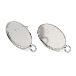 Нержавеющая Сталь Цвет 304 серьги из нержавеющей стали, овальные, цвет нержавеющей стали, 18x11 мм, отверстие : 2 мм, штифты : 0.7x11 мм
