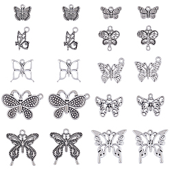 Античное Серебро 80 шт 10 стили сплава подвески в тибетском стиле, очарование бабочки, античное серебро, 11.5~126.5x12~29x2~3 мм, отверстие : 1.2~2 мм, 8 шт / стиль