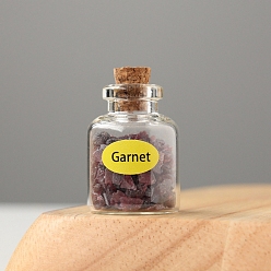 Garnet Natural Garnet Display Decorations, Reiki Energy Stone Chip Wishing Bottle, 20x30mm