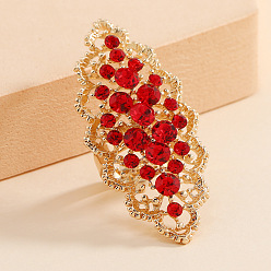 Красный Геометрические полые кольца из сплава со стразами, золотой свет, красные