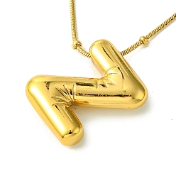 Letter Z Ion Plating(IP) Initial Letter 304 Stainless Steel Pendant Necklaces, Real 18K Gold Plated, Letter Z, 15.91 inch(40.4cm), pendant: 19.5x15.5mm