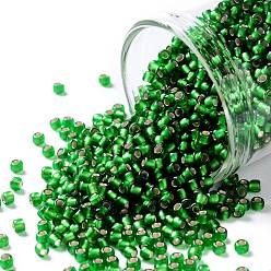 (27BF) Matte Silver Lined Teal TOHO Round Seed Beads, Japanese Seed Beads, (27BF) Matte Silver Lined Teal, 11/0, 2.2mm, Hole: 0.8mm, about 1110pcs/bottle, 10g/bottle