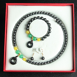 Терагерцовый камень Ожерелья из натуральных терагерцовых камней, браслеты из бисера и серьги-подвески, 18.70~19.69 дюйм (475~500 мм)