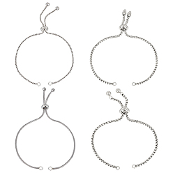 Нержавеющая Сталь Цвет 8 шт. 4 стиль регулируется 304 изготовление браслета из нержавеющей стали, слайдерные браслеты, браслеты-коробочки/цепочки в виде змей, подходит для соединительных шармов, цвет нержавеющей стали, 8-5/8~10-1/8 дюйм (22~25.6 см), 2 шт / стиль