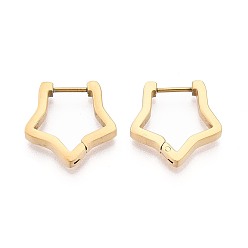 Настоящее золото 18K Серьги из 304 нержавеющей стали, звезда, ионное покрытие (ip), реальный 18 k позолоченный, 18x18x3 мм