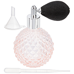 Pink 1набор стеклянных открывающихся флаконов для духов, старинный многоразовый флакон духов, с алюминиевой фурнитурой, 1пластиковая воронка и 1одноразовые пластиковые пипетки для переноса, розовые, 6.7x8x10.5 см, емкость: 100 мл (3.38 жидких унций)