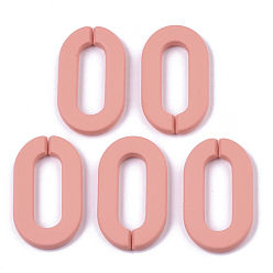 Coral Opaque Spray Painted Acrylic Linking Rings, Quick Link Connectors, for Cable Chains Making, Unwelded, Oval, Coral, 36x21x4mm, Inner Diameter: 24x8mm