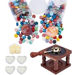 Mixed Color DIY Scrapbook Making Kits, Including Wax Seal Stamp Set, Paraffin Candles, Sealing Wax Particles, Mixed Color, 6.5x6.55x5.1cm, 1set