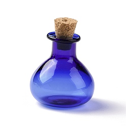 Средно-синий Миниатюрные стеклянные бутылки, с пробками, пустые бутылки желаний, для аксессуаров для кукольного домика, изготовление ювелирных изделий, светло-синий, 27.5x21 мм