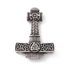 Antique Silver Tibetan Style 304 Stainless Steel Pendants, Hammer, Antique Silver, 48x35.5x10.5mm, Hole: 5mm