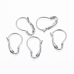 Stainless Steel Color Tarnish Resistant 304 Stainless Steel Leverback Earring Findings, Stainless Steel Color, 21x14.5x3mm, Pin: 0.8mm