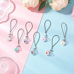 (52) Непрозрачная лаванда Брелки для мобильного телефона с подвеской в виде отпечатка лапы из полимерной глины ручной работы, с ПВХ-заглушками для защиты от пыли и полиэфирным шнуром, разноцветные, 77 мм