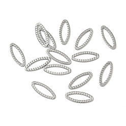 Нержавеющая Сталь Цвет 304 нержавеющей стали связывающий кольца, текстурированный конский глаз, не тускнеет, цвет нержавеющей стали, 10x4x0.5 мм, отверстие : 7.5x2 мм