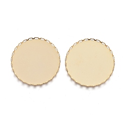 Золотой 304 Настройки нержавеющей стали кабошон, кружева края ободок чашки, плоско-круглые, золотые, лоток: 30 мм, 31x3 мм