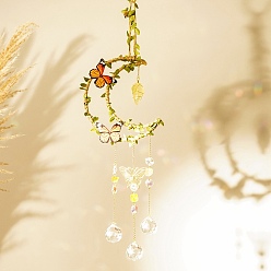 Цитрин Натуральный цитрин подвесной кулон в виде ловца солнца украшение, Луна с бабочкой, хрустальная потолочная люстра, шар, подвески-призма, 450~480 мм