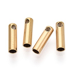 Настоящее золото 18K 304 концы из нержавеющей стали шнур, колонка, ионное покрытие (ip), долговечный, реальный 18 k позолоченный, 7x2 мм, отверстие : 0.9~1 мм, внутренний диаметр: 1.5 мм
