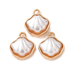 Золотой Подвески из искусственного жемчуга и сплава АБС, шарм в форме ракушки, золотые, 14x12.5x5 мм, отверстие : 2 мм