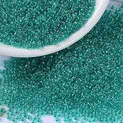 (RR3742) Fancy Lined Teal Green MIYUKI Round Rocailles Beads, Japanese Seed Beads, (RR3742) Fancy Lined Teal Green, 15/0, 1.5mm, Hole: 0.7mm, about 5555pcs/bottle, 10g/bottle