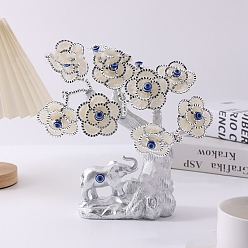 Снежный Голубые фигурки из смолы: дерево сглаза и слон, украшение для рабочего стола по фэн-шуй для домашнего офиса, снег, 140x250 мм