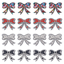 (52) Непрозрачная лаванда 16 шт. 4 цветные нашивки со стразами в виде банта, утюг / пришить аппликации, аксессуары для костюма, для одежды, сумка брюки, обуви, чехол для мобильного телефона, разноцветные, 50x54x3.5 мм, 4 шт / цвет