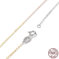 Multi-color 925 Sterling Silver Cable Chain Necklaces for Women, with Spring Clasp, Multi-color, 17-3/4 inch(45cm)