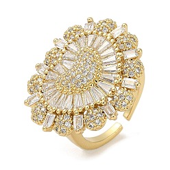 Сердце Кольца-манжеты для пальцев из латуни с микропаве из кубического циркония для женщин, без кадмия и без свинца, долговечный, реальный 18 k позолоченный, сердце, 25.5 мм, внутренний диаметр: регулируемый