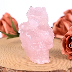 Розовый Кварц Натуральный розовый кварц резные фигурки черепа на хэллоуин, для домашнего украшения рабочего стола, 70 мм